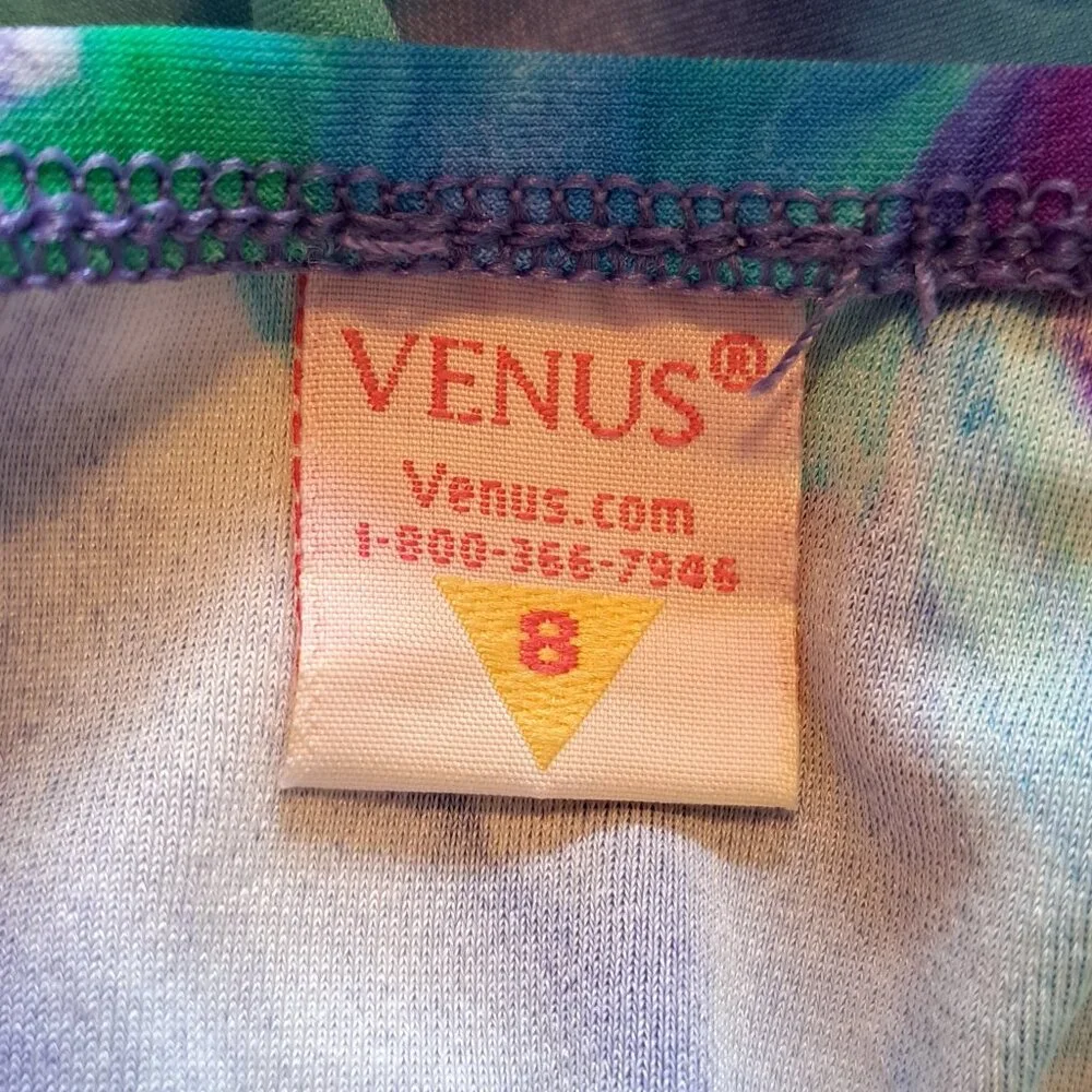 Venus Blue Purple Watercolor Halter Top Two Piece Swim Suit Size 8/10
